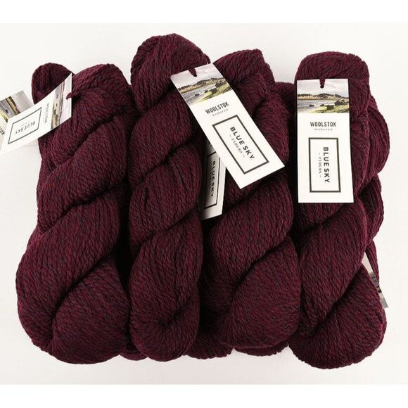 Blue Sky Fibers Woolstok Worsted Yarn 9 Skeins Fine Highland Wool Deep Velvet - Picture 1 of 4